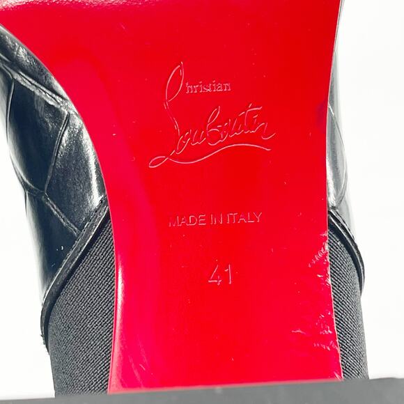 Christian Louboutin CL Chelsea Booty 70 Black Croc Embossed Leather Boots EU 41 - Picture 10 of 11